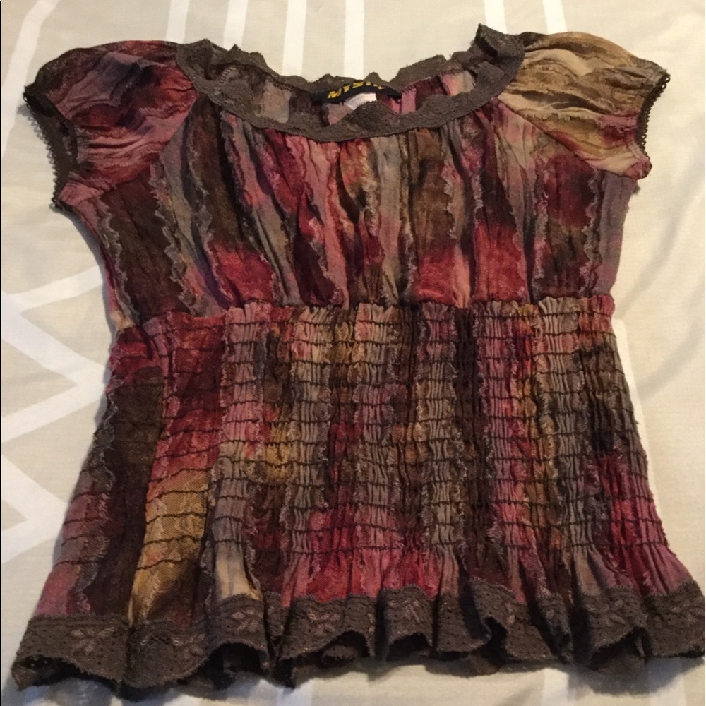 Smocked Lace Trimmed Top